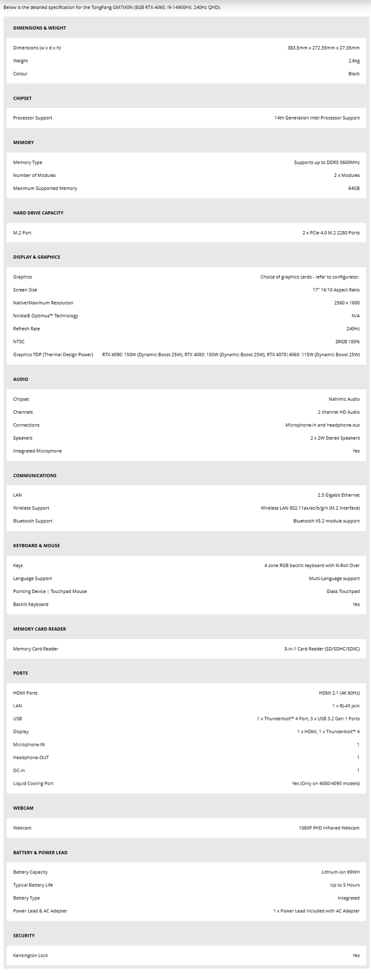 INTEL GAMING - GAMEFORCE 17.3" INTEL CORE I9 GAMING LAPTOP WITH NVIDIA GeFORCE RTX4060