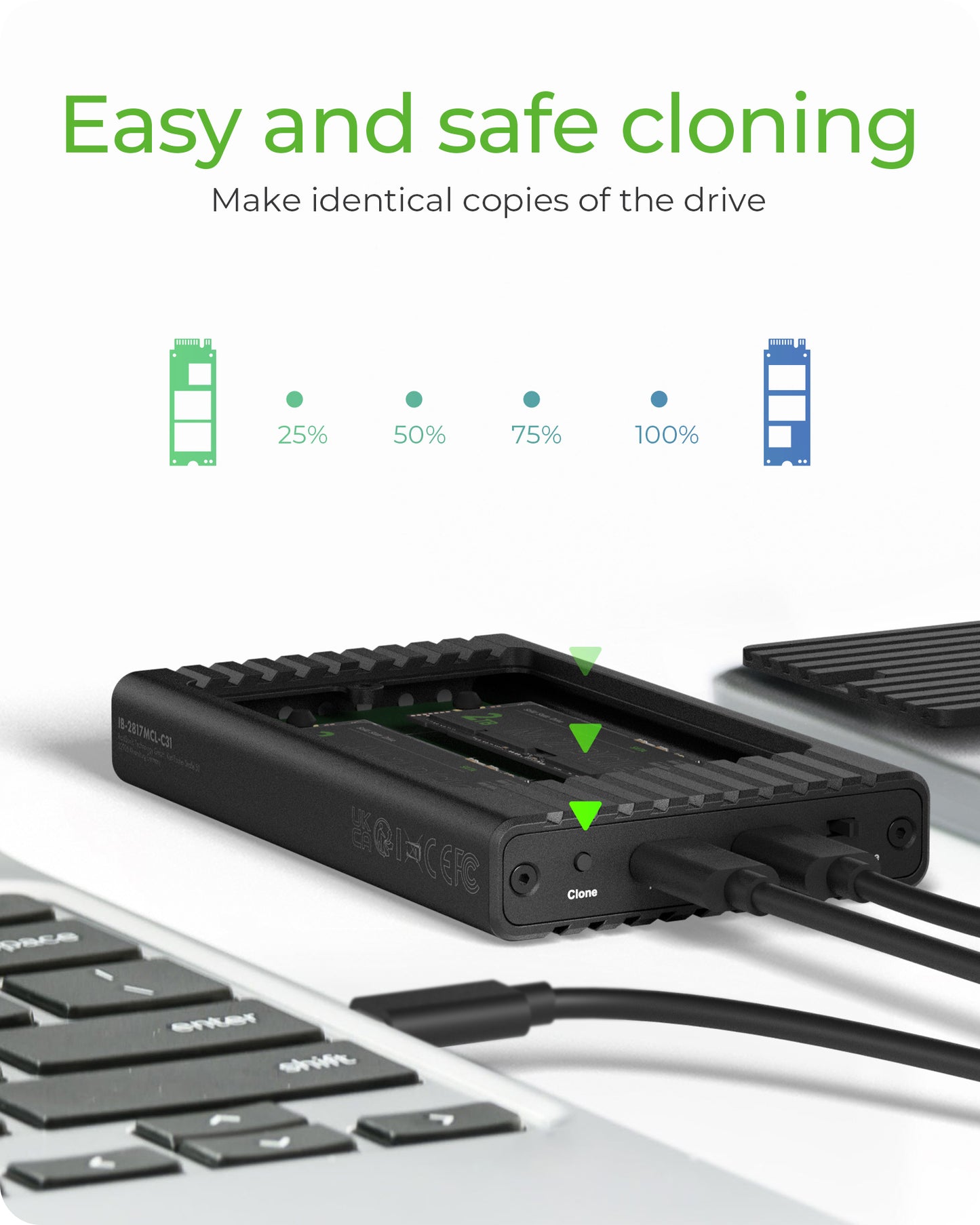 ICY BOX IB-2817MCL-C31 SSD enclosure Black M.2 USB powered