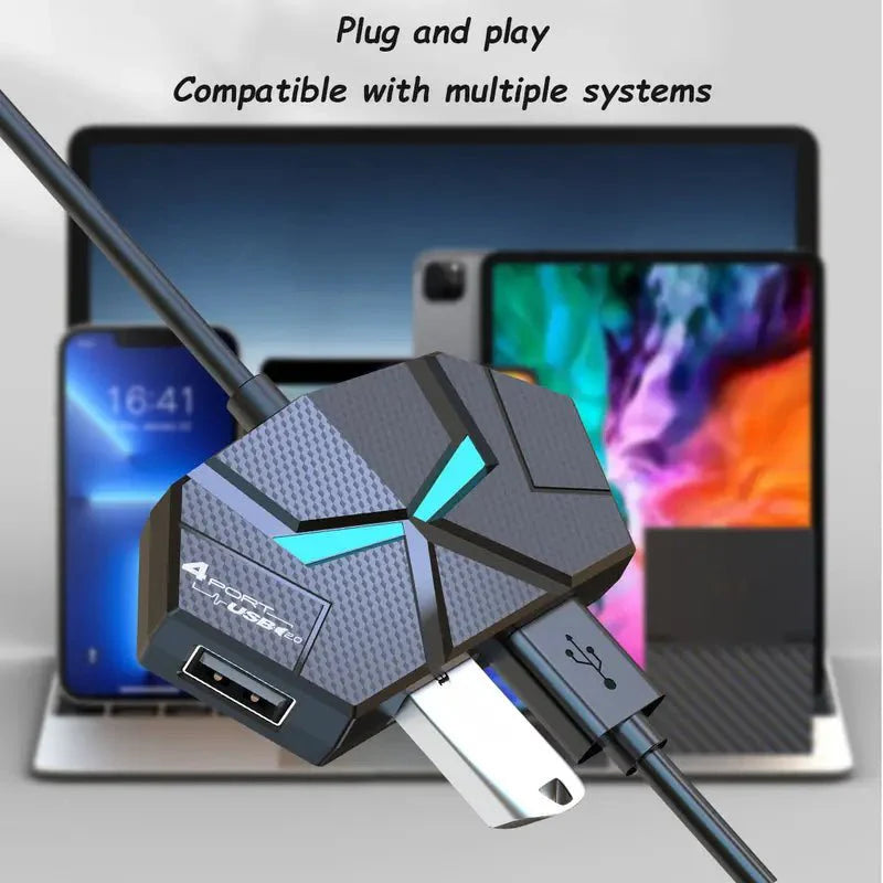 PC-Link 4-Port USB Hub 2.0 Splitter with LED Atmosphere Light - TECHDIRECT GAMEFORCE.IE - Ireland - Carlow - Dublin - Cork