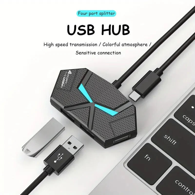 PC-Link 4-Port USB Hub 2.0 Splitter with LED Atmosphere Light - TECHDIRECT GAMEFORCE.IE - Ireland - Carlow - Dublin - Cork