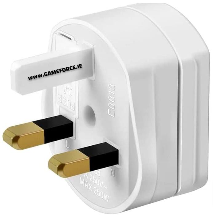 PC-LINK- UK 2 Pin To 3 Pin Fused Adaptor Plug - White - TECHDIRECT GAMEFORCE.IE - Ireland - Carlow - Dublin - Cork