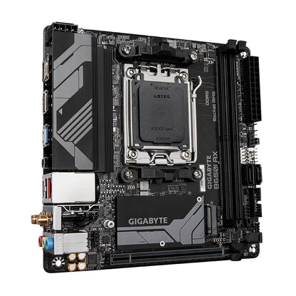 GIGABYTE B650I AX Motherboard - AMD Ryzen 9000 Series CPUs, 5+2+1 Phases VRM, up to 6400MHz DDR5 (OC), 1xPCIe 4.0 M.2, 2.5GbE LAN, WIFI 6E, USB 3.2 Gen 2