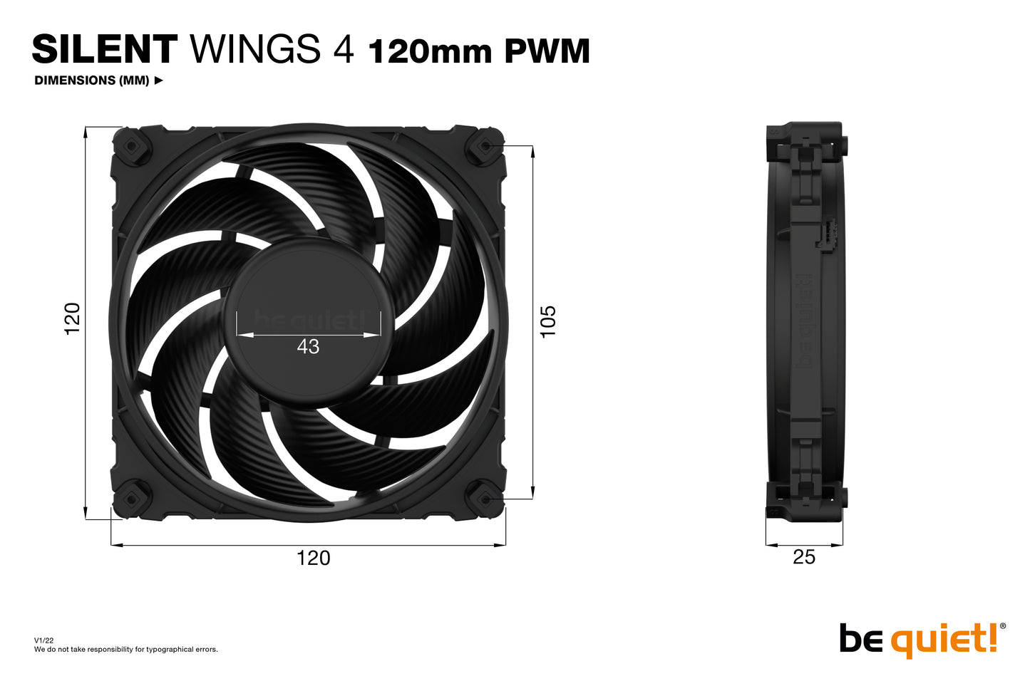 be quiet! SILENT WINGS 4 | 120mm PWM Computer case Fan 12 cm Black 1 pc(s)