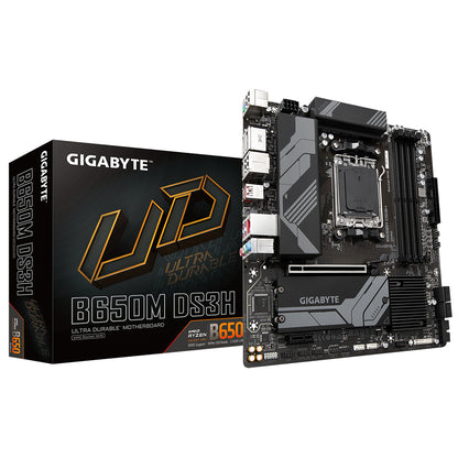 GIGABYTE B650M DS3H Motherboard - AMD Ryzen 9000 Series CPUs, 6+2+1 Phases VRM, up to 8000MHz DDR5 (OC), 2xPCIe 4.0 M.2, 2.5GbE LAN, USB 3.2 Gen 2