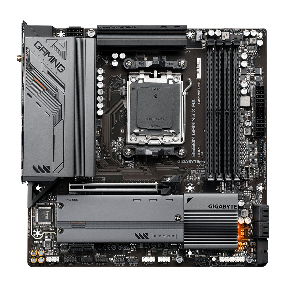 GIGABYTE B650M GAMING X AX Motherboard - AMD Ryzen 9000 Series CPUs, 6+2+1 Phases VRM, up to 8000MHz DDR5 (OC), 2xPCIe 4.0 M.2, 2.5GbE LAN, WIFI 6E, USB 3.2 Gen 2