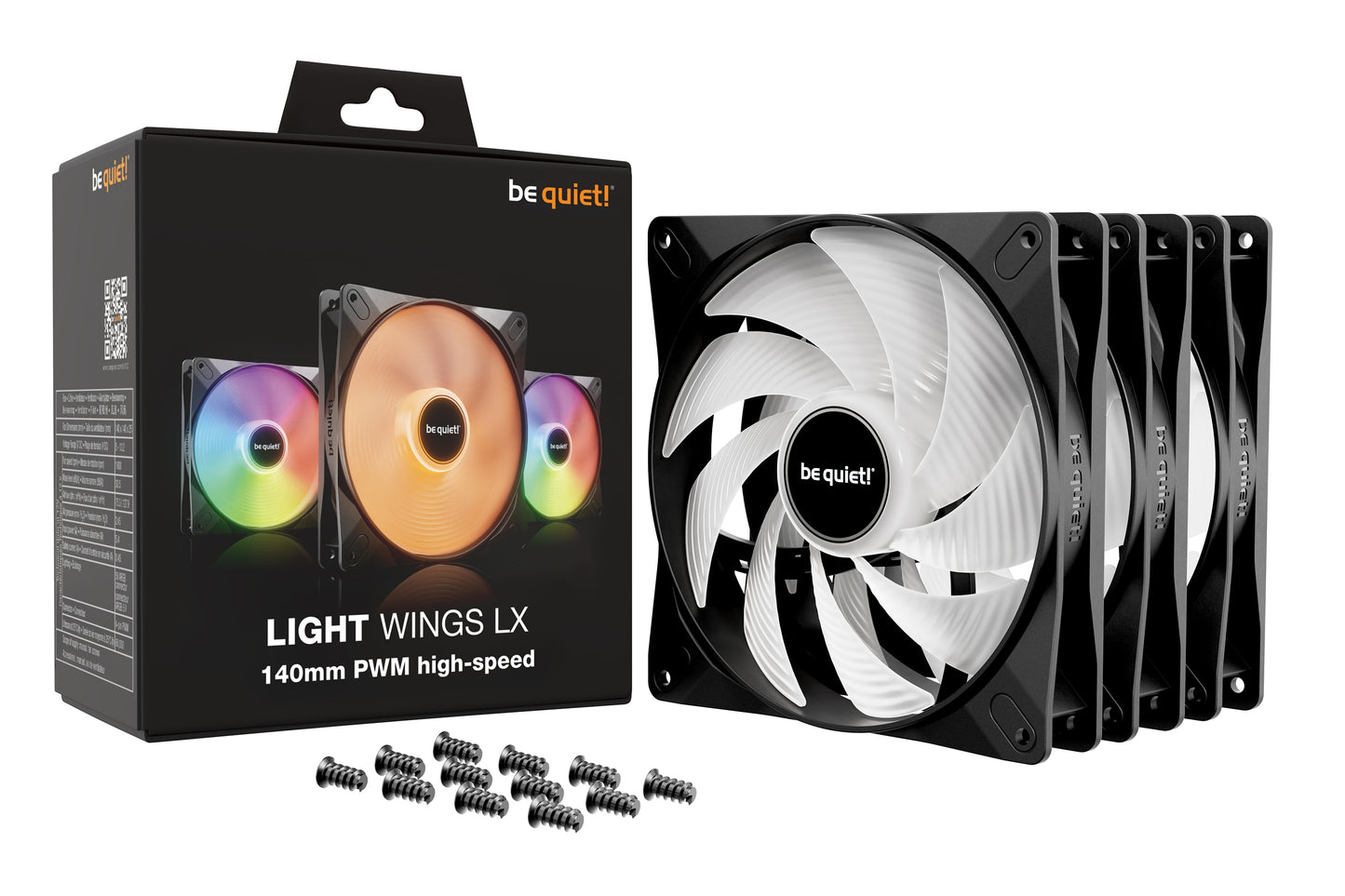 be quiet! LIGHT WINGS LX 140mm PWM High Speed 3-Pack Black Computer case Fan 14 cm 3 pc(s)