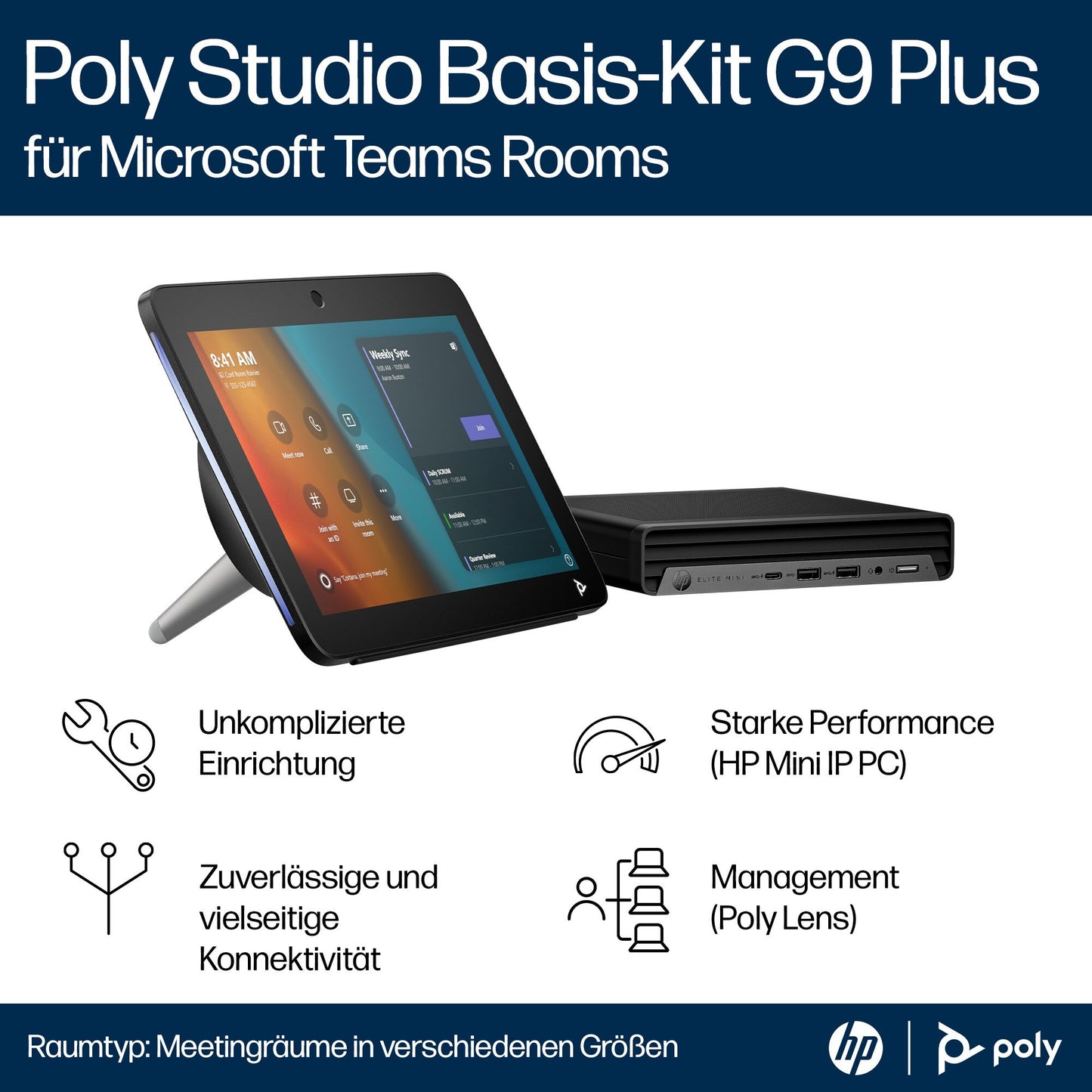 POLY Studio Base Kit G9 Plus for Microsoft Teams HP Mini IP PC w/TC10