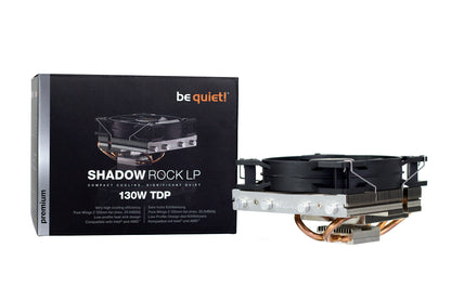 be quiet! Shadow Rock LP CPU Cooler, Single 120mm PWM Fan, For Intel Socket: 1200 / 2066 / 1150 / 1151 / 1155 / 2011(-3) Square ILM, For AMD Socket: AM2(+) / AM3(+) / AM4 / FM1 / FM2(+), 130W TDP, 75.4mm Height