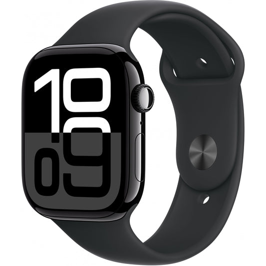 Apple Watch Series 10 GPS 46mm Jet Black Aluminium Case with Black Sport Band - S/M