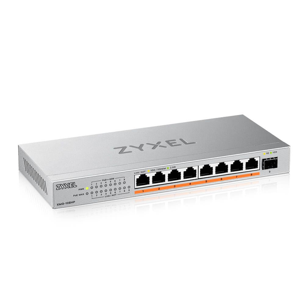 Zyxel XMG-108HP Unmanaged 2.5G Ethernet (100/1000/2500) Power over Ethernet (PoE)