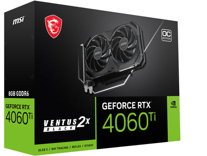 MSI VENTUS GeForce RTX 4060 Ti 2X BLACK 8G OC NVIDIA 8 GB GDDR6