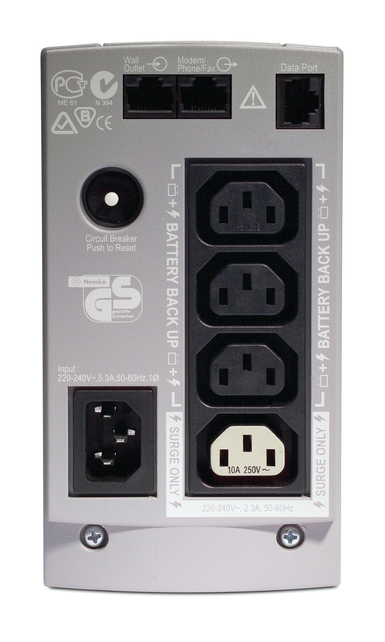 APC Back-UPS, 500VA/300W, Tower, 230V, 4x IEC C13 Outlets , User Replaceable Battery