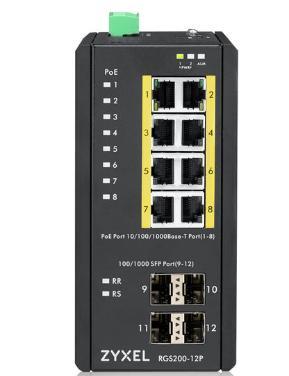 Zyxel RGS200-12P Managed L2 Gigabit Ethernet (10/100/1000) Power over Ethernet (PoE) Black