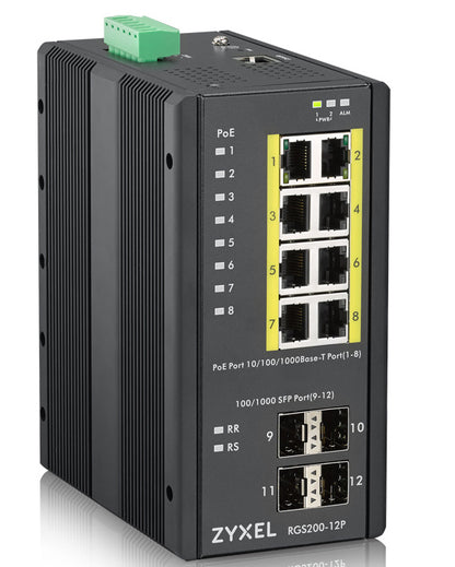 Zyxel RGS200-12P Managed L2 Gigabit Ethernet (10/100/1000) Power over Ethernet (PoE) Black