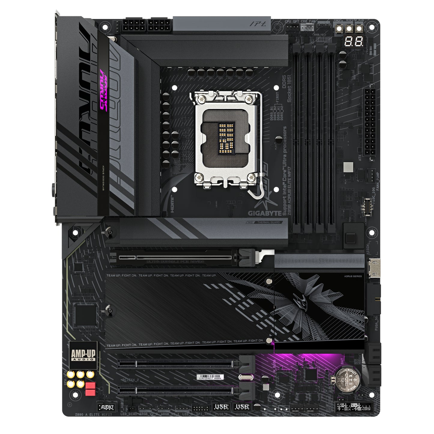 GIGABYTE Z890 AORUS ELITE WIFI7 Motherboard - Supports Intel Core Ultra (Series 2) CPUs, 16+1+2 phases VRM, up to 8800MHz DDR5 (OC), 1xPCIe 5.0 + 3xPCIe 4.0, Wi-Fi 7, 2.5GbE LAN, Thunderbolt 4