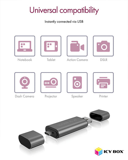 ICY BOX IB-CR200-C card reader USB 2.0 Black