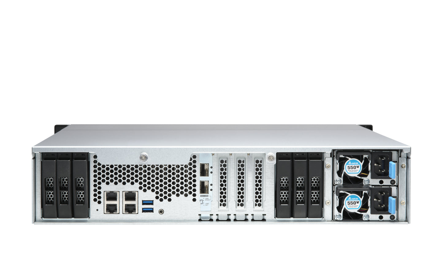 QNAP TS-H1886XU-RP-R2 NAS Rack (3U) Intel® Xeon® D D-1622 32 GB DDR4 0 TB QuTS hero Black, Grey