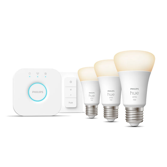 Philips Hue White Starter kit: 3 E27 smart bulbs (1100) + dimmer switch