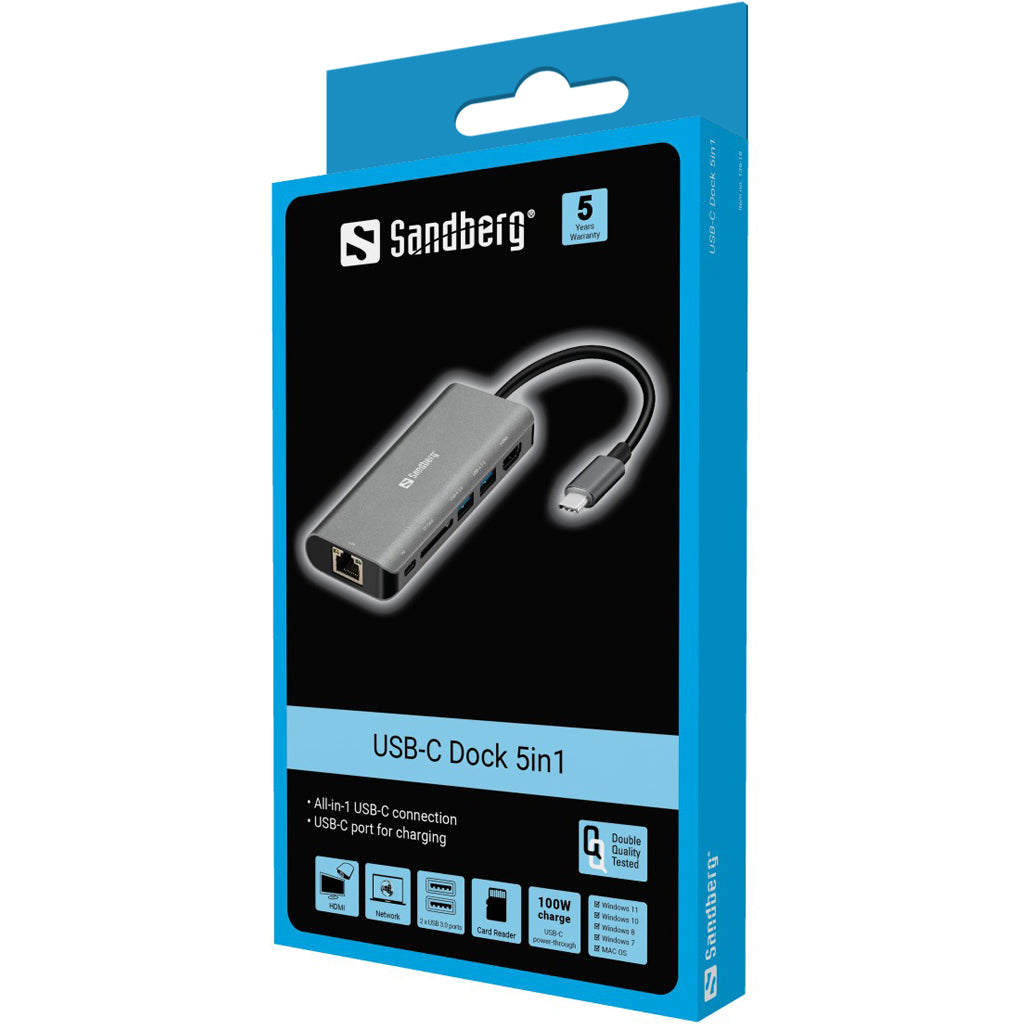 Sandberg USB-C Dock HDMI+LAN+SD+USB100W