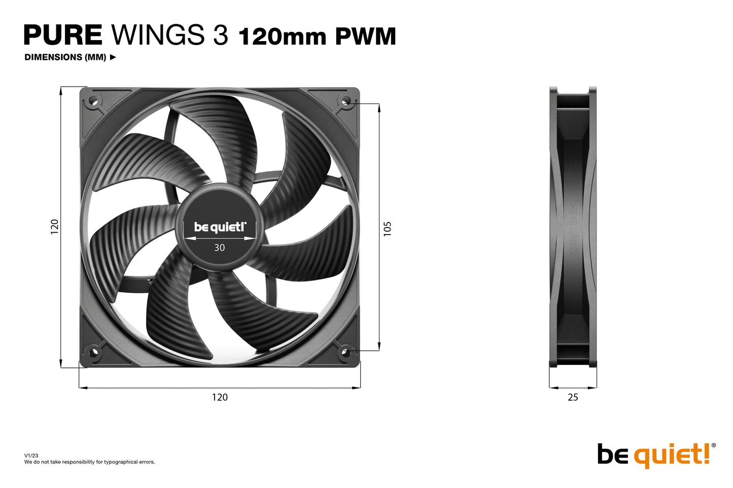 be quiet! Pure Wings 3 120mm PWM Computer case Fan 12 cm Black 1 pc(s)