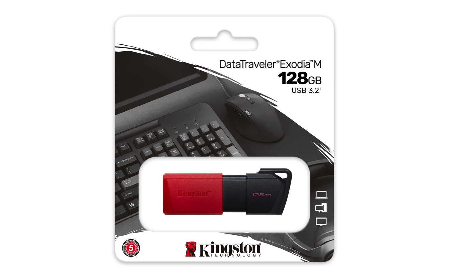 Kingston Technology DataTraveler 128GB USB3.2 Gen1 Exodia M (Black + Red)