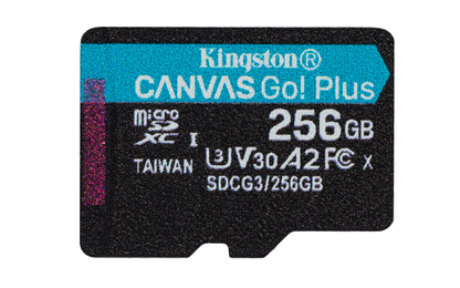 Kingston Technology 256GB microSDXC Canvas Go Plus 170R A2 U3 V30 Card + ADP