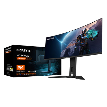 GIGABYTE MO34WQC 34" OLED WQHD Curved Gaming Monitor - 3440 x 1440, 175Hz, 0.03ms, KVM, 250 cd/m², FreeSync Premium Pro, DisplayHDR True Black 400, HDMI 2.1, Displayport 1.4