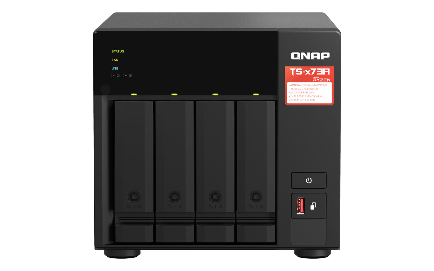 QNAP TS-473A NAS Tower Ryzen Embedded V1500B 8 GB DDR4 0 TB QNAP Turbo System Black