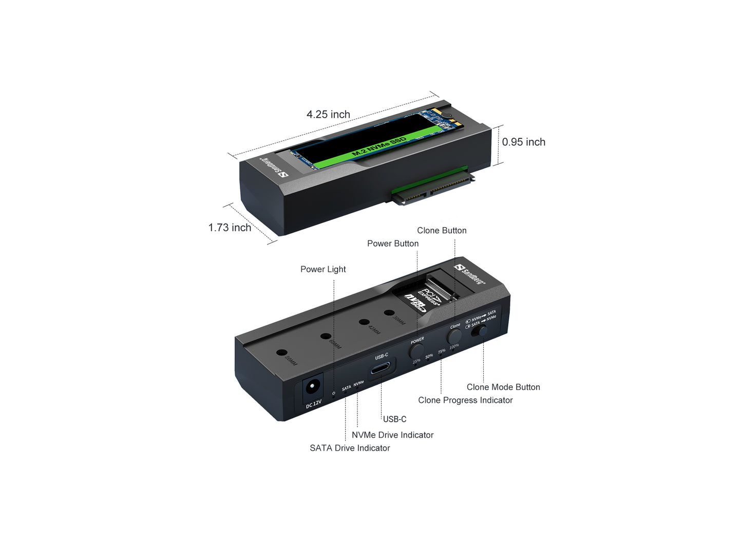 Sandberg USB 3.2 Cloner and Dock for M2 + NVMe + SATA