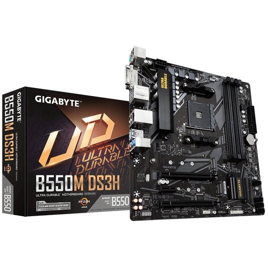 GIGABYTE B550M DS3H Motherboard - Supports AMD Ryzen 5000 Series AM4 CPUs, 5+3 Phases Pure Digital VRM, up to 4733MHz DDR4 (OC), 2xPCIe 3.0 M.2, GbE LAN, USB 3.2 Gen1