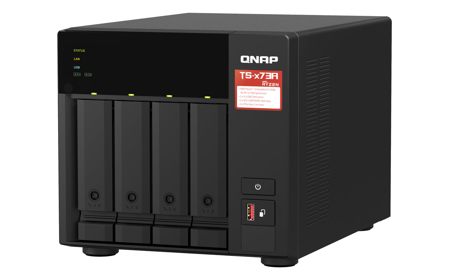 QNAP TS-473A NAS Tower Ryzen Embedded V1500B 8 GB DDR4 0 TB QNAP Turbo System Black