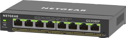 NETGEAR 8-Port Gigabit Ethernet PoE+ Plus Switch (GS308EP) Managed L2/L3 Gigabit Ethernet (10/100/1000) Power over Ethernet (PoE) Black