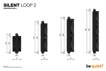 be quiet! Silent Loop 2 280mm All In One CPU Water Cooling, 2 X 140mm PWM Fan, For Intel Socket: 1200 / 2066 / 115X / 2011(-3) square ILM; For AMD Socket: AMD: AM4 / AM3(+)