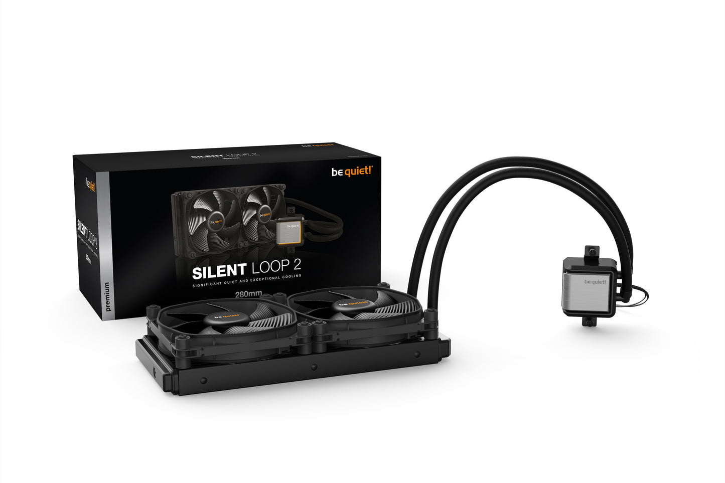 be quiet! Silent Loop 2 280mm All In One CPU Water Cooling, 2 X 140mm PWM Fan, For Intel Socket: 1200 / 2066 / 115X / 2011(-3) square ILM; For AMD Socket: AMD: AM4 / AM3(+)