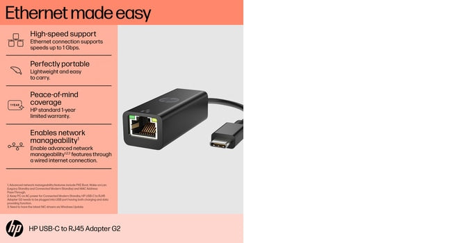 HP USB-C to RJ45 Adapter G2