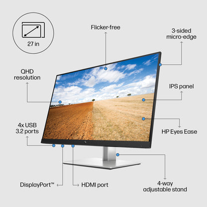 HP E-Series E27q G4 QHD computer monitor 68.6 cm (27") 2560 x 1440 pixels Quad HD Black