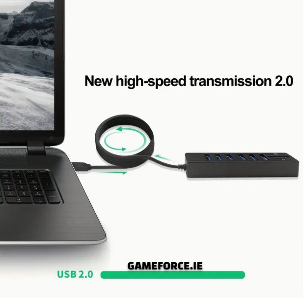 ARES 8 In 1 Hub, USB Splitter, 6-Port USB Hub, External Combi USB 2.0 Hub, SD/TF Card Reader, Multi-Function Card Reader Compatible With MacBook Pro/Air USB C Laptops And Other Type C Devices. - TECHDIRECT GAMEFORCE.IE -  Ireland - Carlow - Dublin - Cork