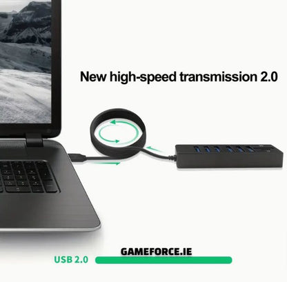 ARES 8 In 1 Hub, USB Splitter, 6-Port USB Hub, External Combi USB 2.0 Hub, SD/TF Card Reader, Multi-Function Card Reader Compatible With MacBook Pro/Air USB C Laptops And Other Type C Devices. - TECHDIRECT GAMEFORCE.IE -  Ireland - Carlow - Dublin - Cork