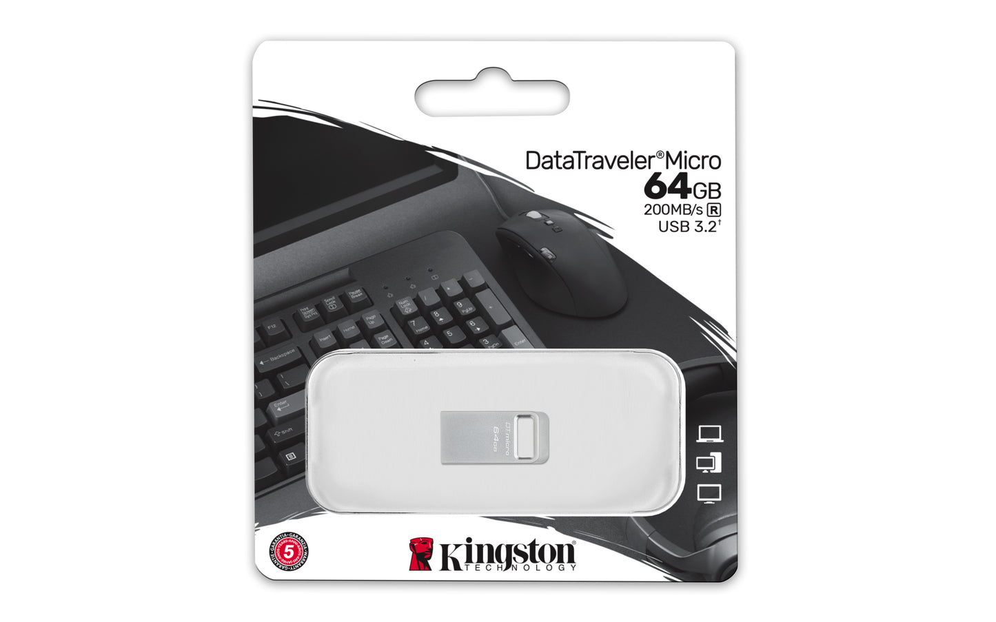 Kingston Technology DataTraveler 64GB Micro 200MB/s Metal USB 3.2 Gen 1