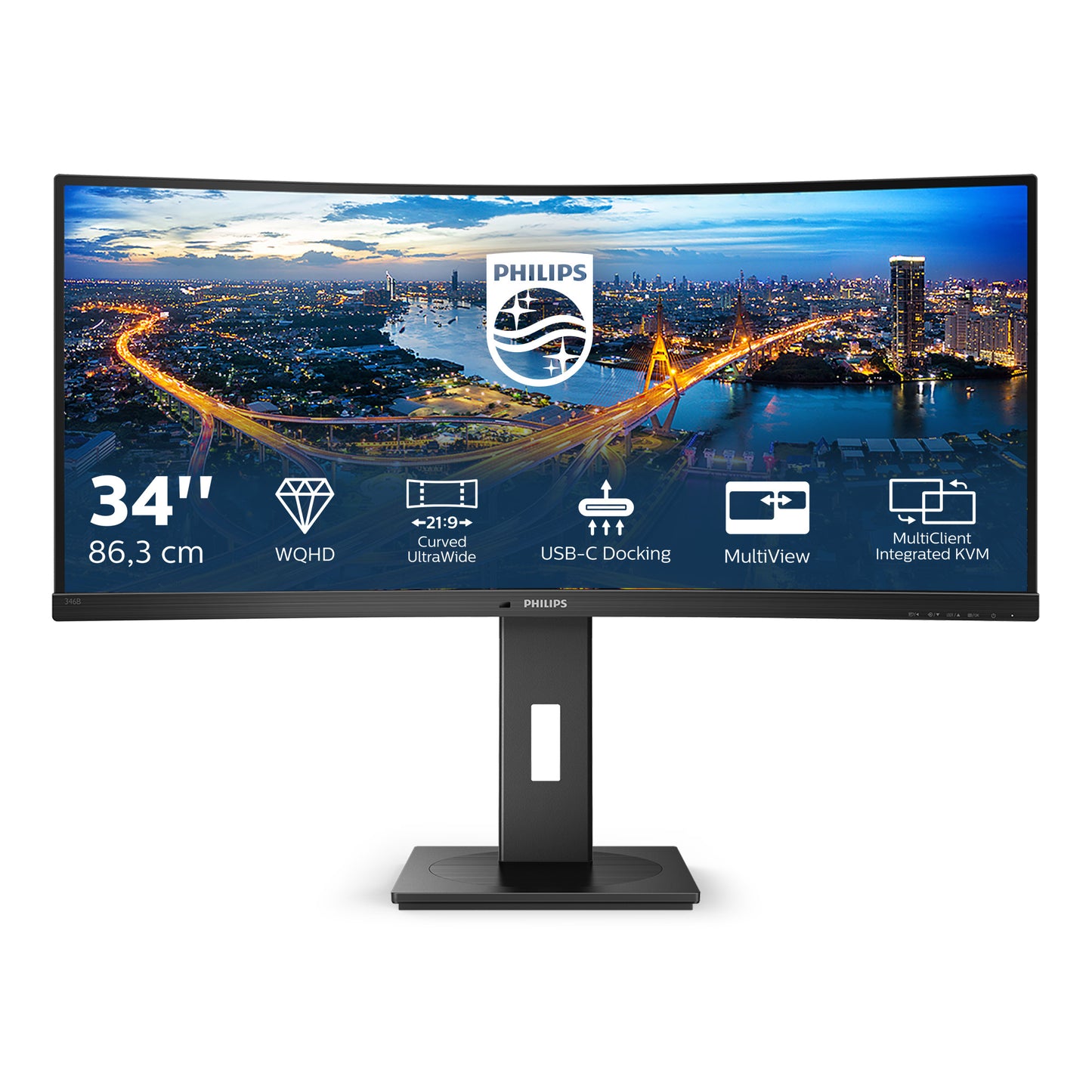 Philips B Line 346B1C/00 computer monitor 86.4 cm (34") 3440 x 1440 pixels Quad HD LCD Black