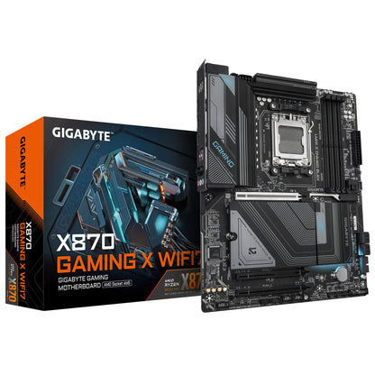 GIGABYTE X870 GAMING X WIFI7 Motherboard - Supports AMD Ryzen 9000 CPUs, 16+2+2 phases VRM, up to 8000MHz DDR5 (OC), 1xPCIe 5.0 + 2xPCIe 4.0, Wi-Fi 7, 2.5GbE LAN, USB 4