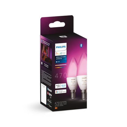 Philips Hue White and colour ambience Candle - E14 smart bulb - (2-pack)