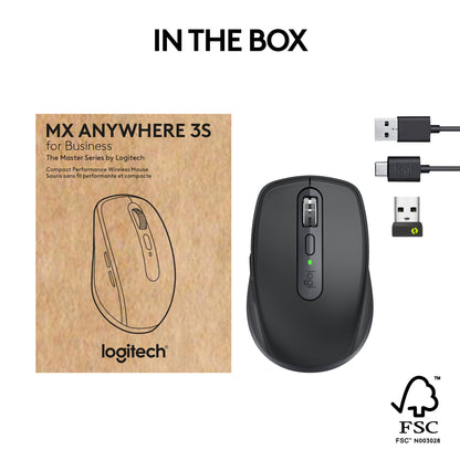 Logitech MX Anywhere 3S for Business mouse Office Right-hand RF Wireless + Bluetooth Laser 8000 DPI