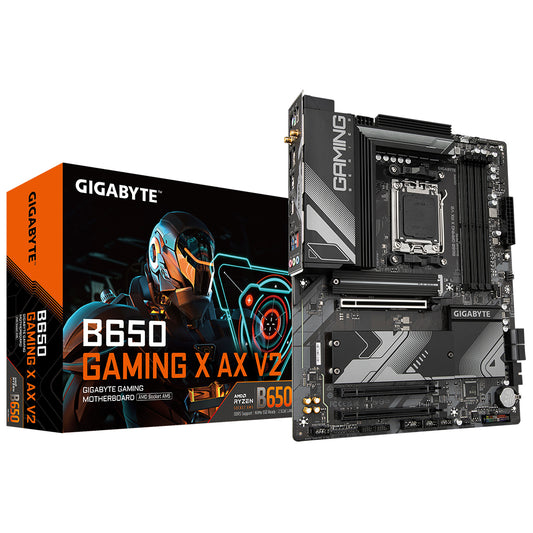 GIGABYTE B650 GAMING X AX V2 Motherboard - AMD Ryzen 9000 Series CPUs, 8+2+2 Phases VRM, up to 8000MHz DDR5 (OC), 1xPCIe 5.0 + 2xPCIe 4.0 M.2, 2.5GbE LAN, WIFI 6E, USB 3.2 Gen 2