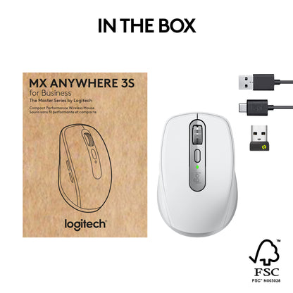 Logitech MX Anywhere 3S for Business mouse Office Right-hand RF Wireless + Bluetooth Laser 8000 DPI