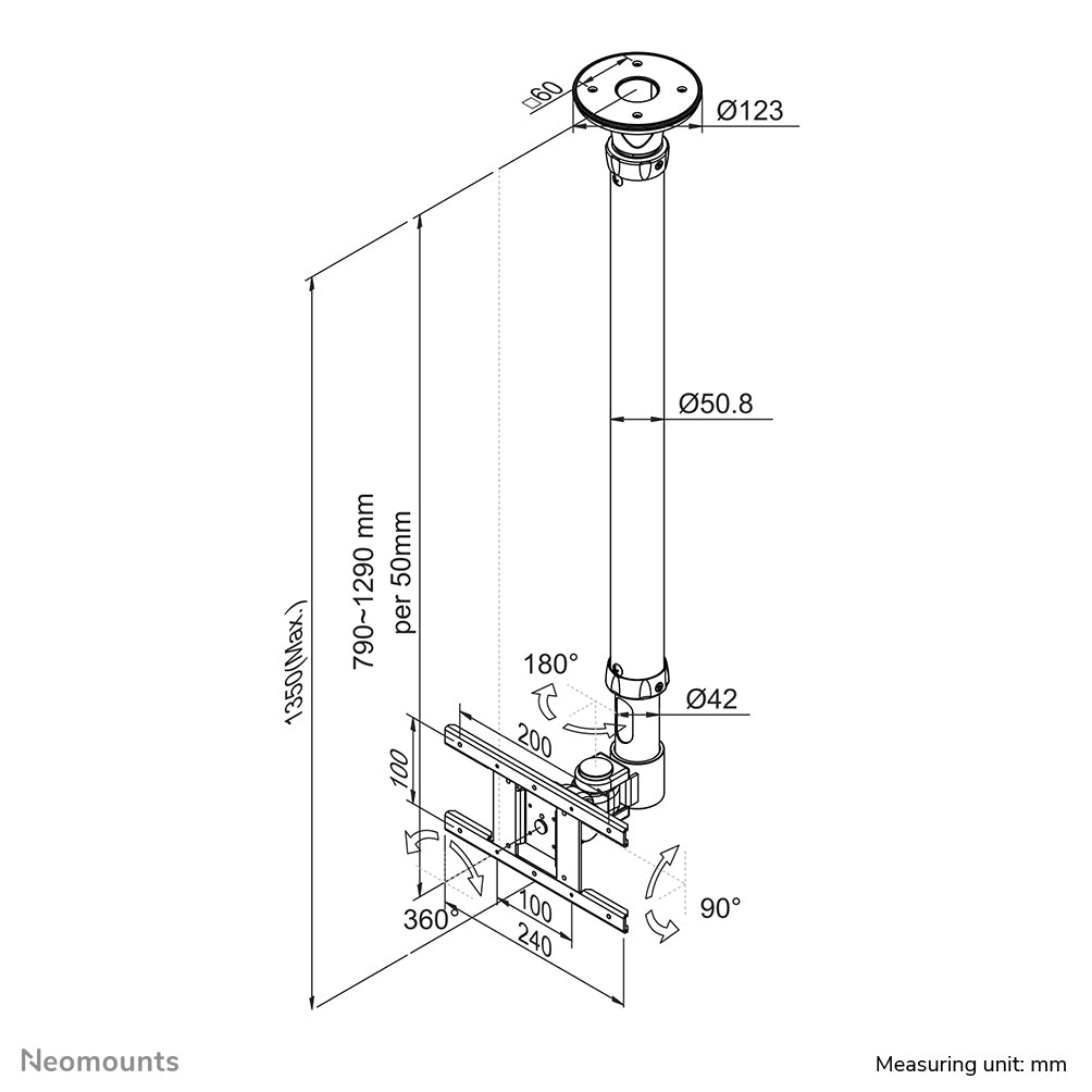 Neomounts monitor ceiling mount