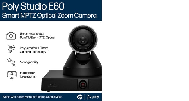 POLY Studio E60 Smart Camera 4K MPTZ with 12x Optical Zoom