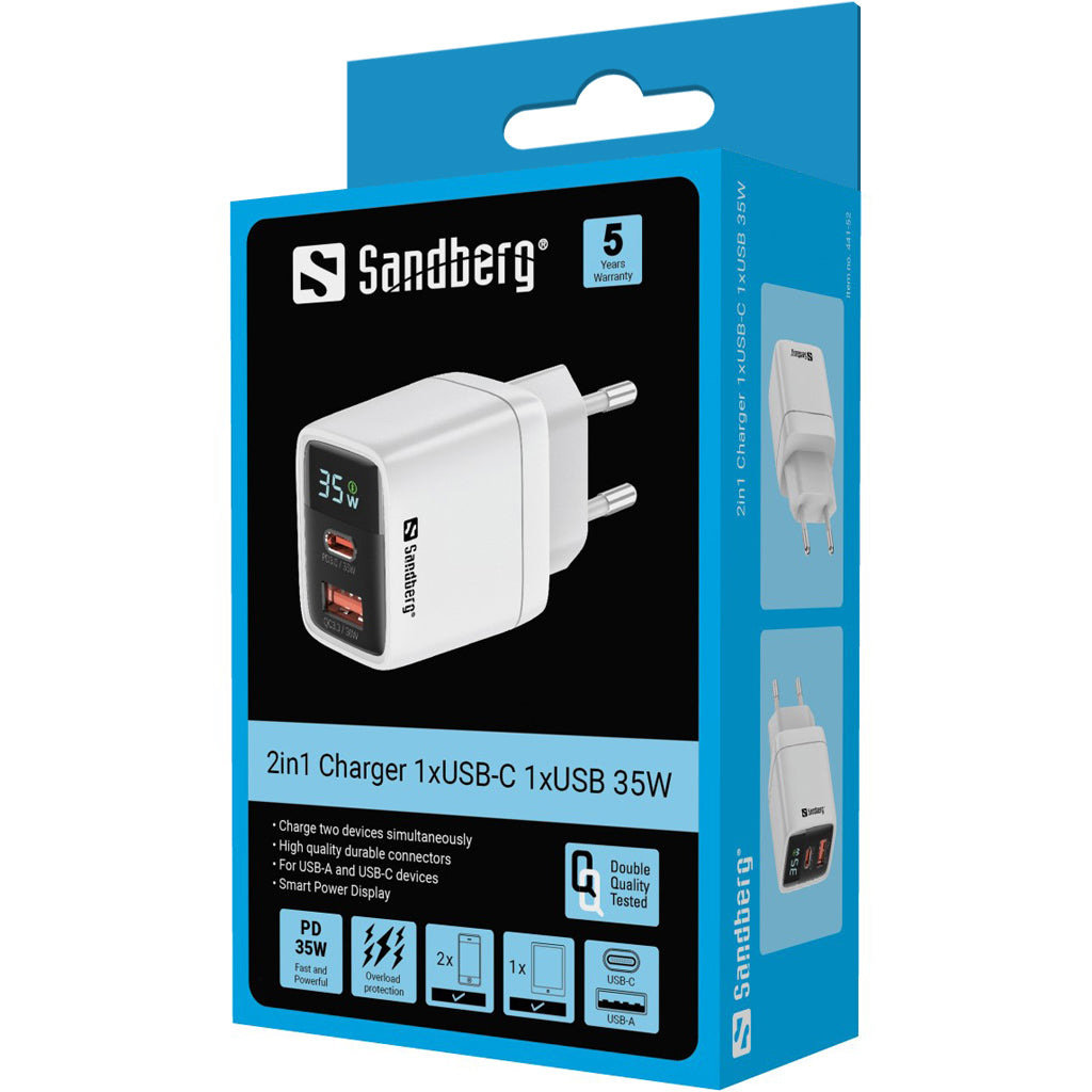 Sandberg 2in1 Charger 1xUSB-C 1xUSB 35W