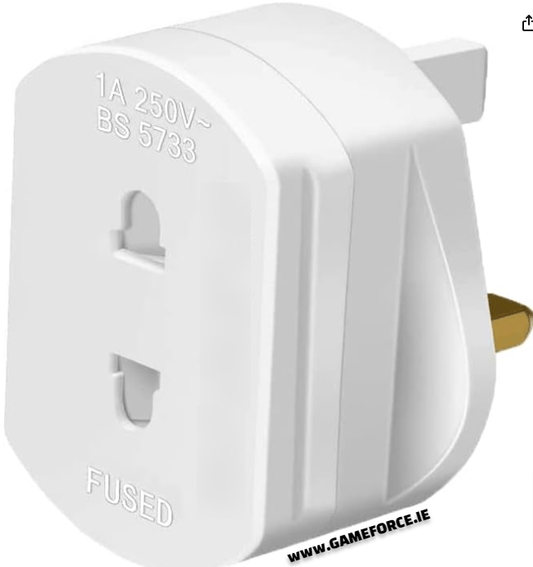 PC-LINK- UK 2 Pin To 3 Pin Fused Adaptor Plug - White - TECHDIRECT GAMEFORCE.IE -  Ireland - Carlow - Dublin - Cork