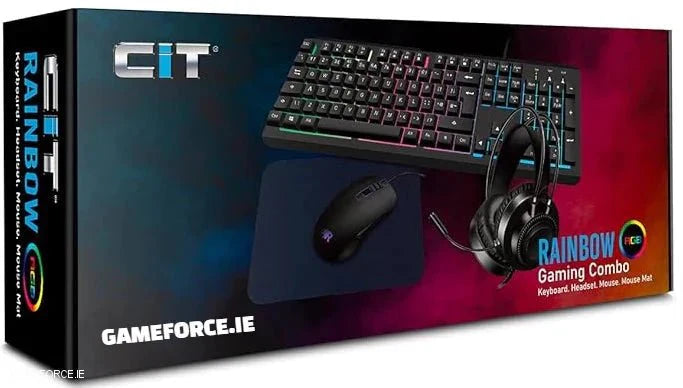 CiT rainbow RGB gaming combo  4-1 KIT - Keyboard - Mouse - Headset - Mouse Mat - GAMEFORCE.IE - TECHDIRECT GAMEFORCE.IE -  Ireland